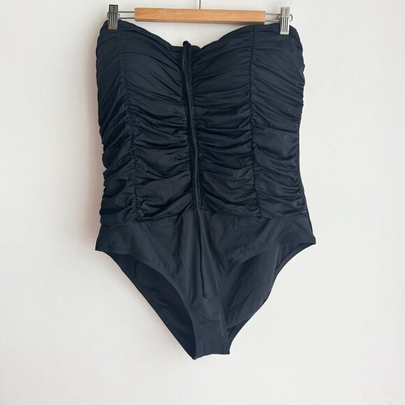 Jantzen Black Ruched Classic One Piece Swimsuit 16 - Picture 1 of 6